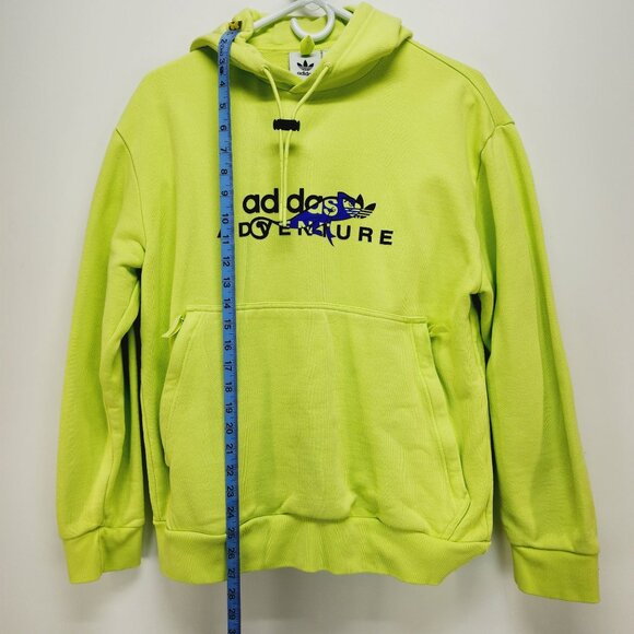 Adidas Adventure Lime Green Hoodie Mens  Size S Kangaroo Pocket Drawstring Hood - Picture 5 of 12